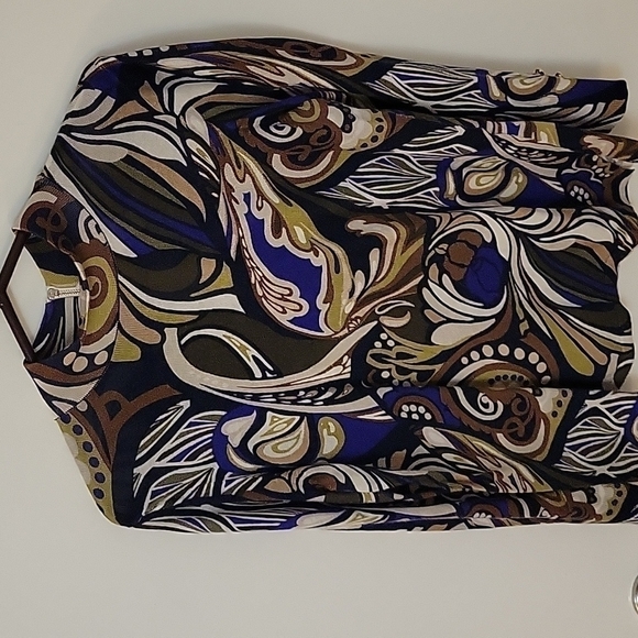 Chico's Retro Psychedelic Long Sleeve High Neck MOD Blouse - Picture 3 of 9